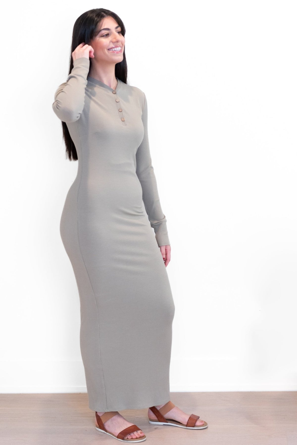 Not Your Basic Henley – Versatile Modest Ribbed Dress | Citizens of the World - Citizens Of The World