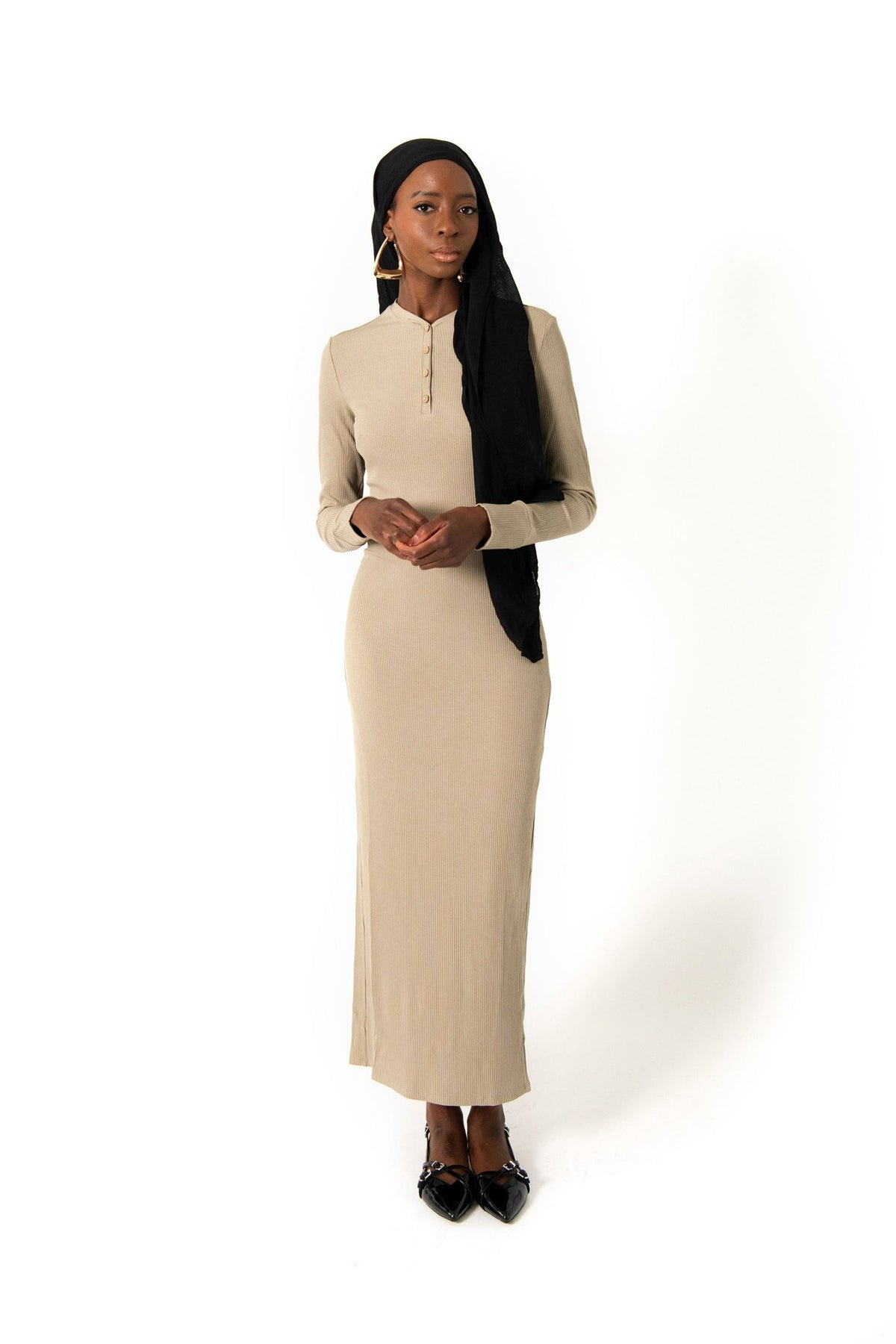 Not Your Basic Henley – Versatile Modest Ribbed Dress | Citizens of the World - Citizens Of The World
