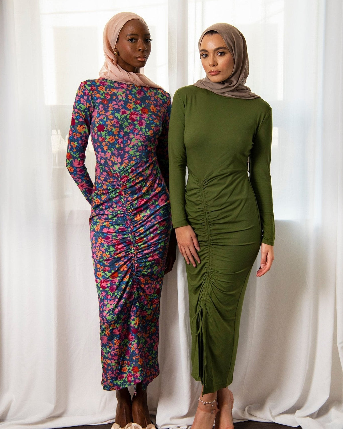 Modest Bodycon Maxi Dress | Long Sleeve Ruched