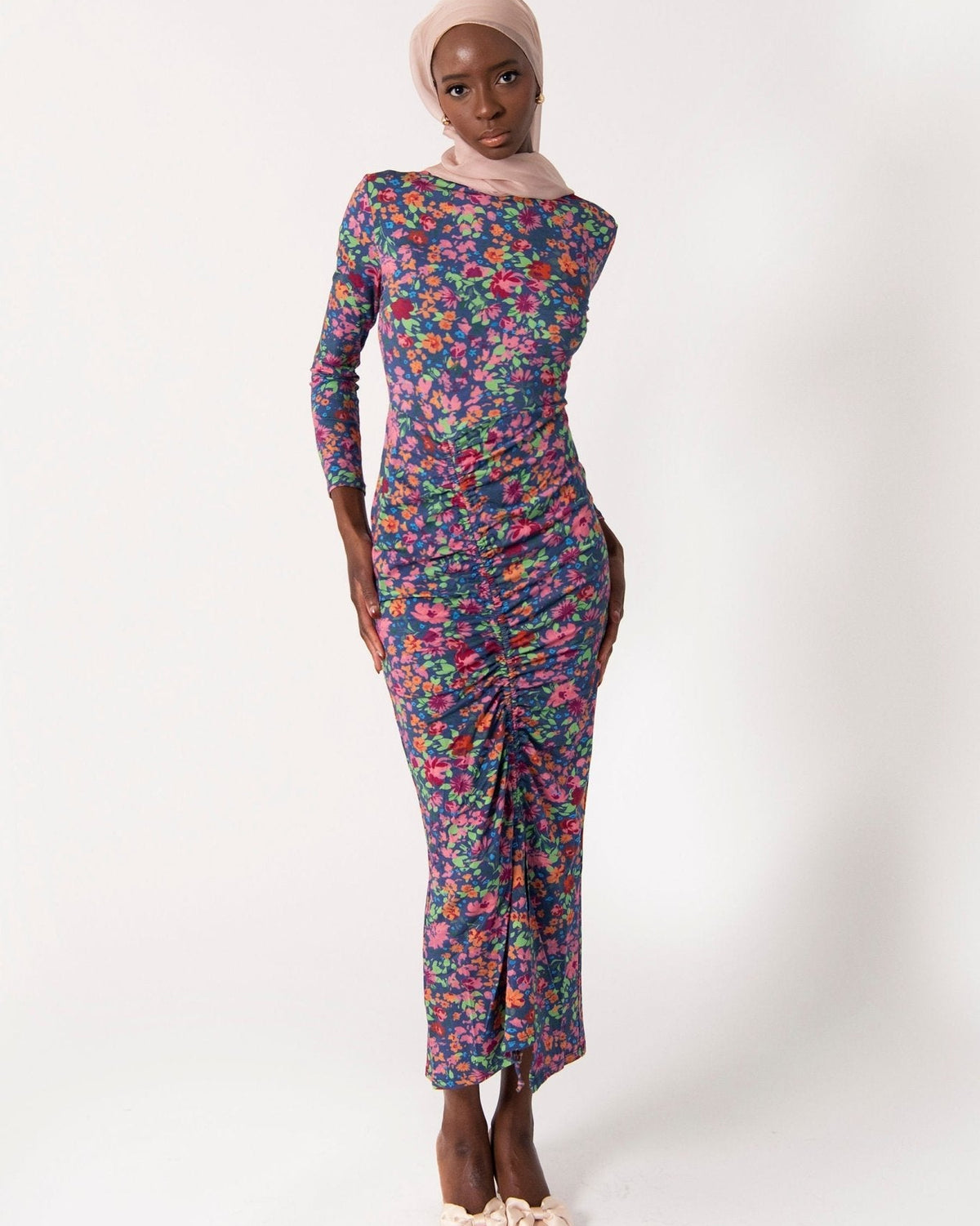 Modest Bodycon Maxi Dress | Long Sleeve Ruched