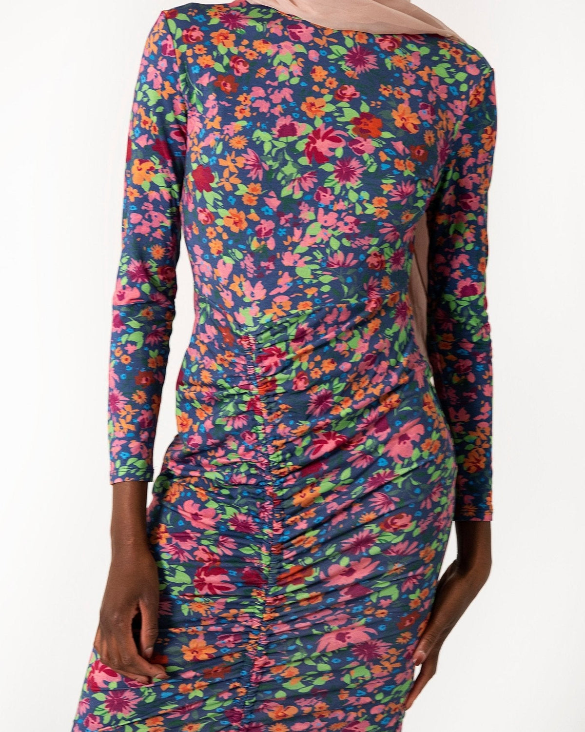 Modest Bodycon Maxi Dress | Long Sleeve Ruched