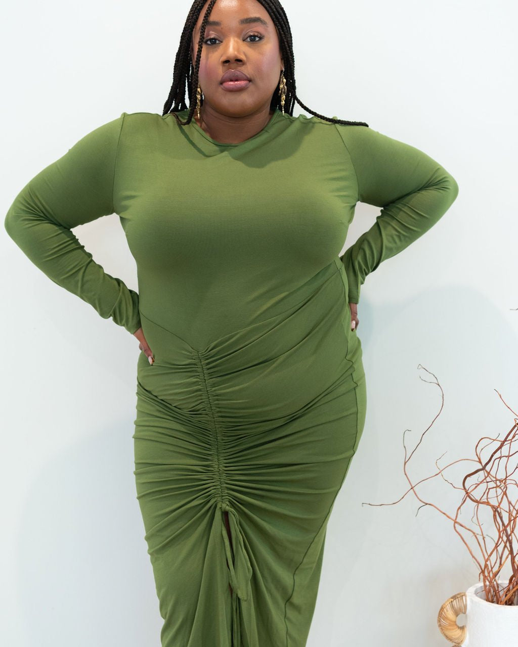 Modest Bodycon Maxi Dress | Long Sleeve Ruched